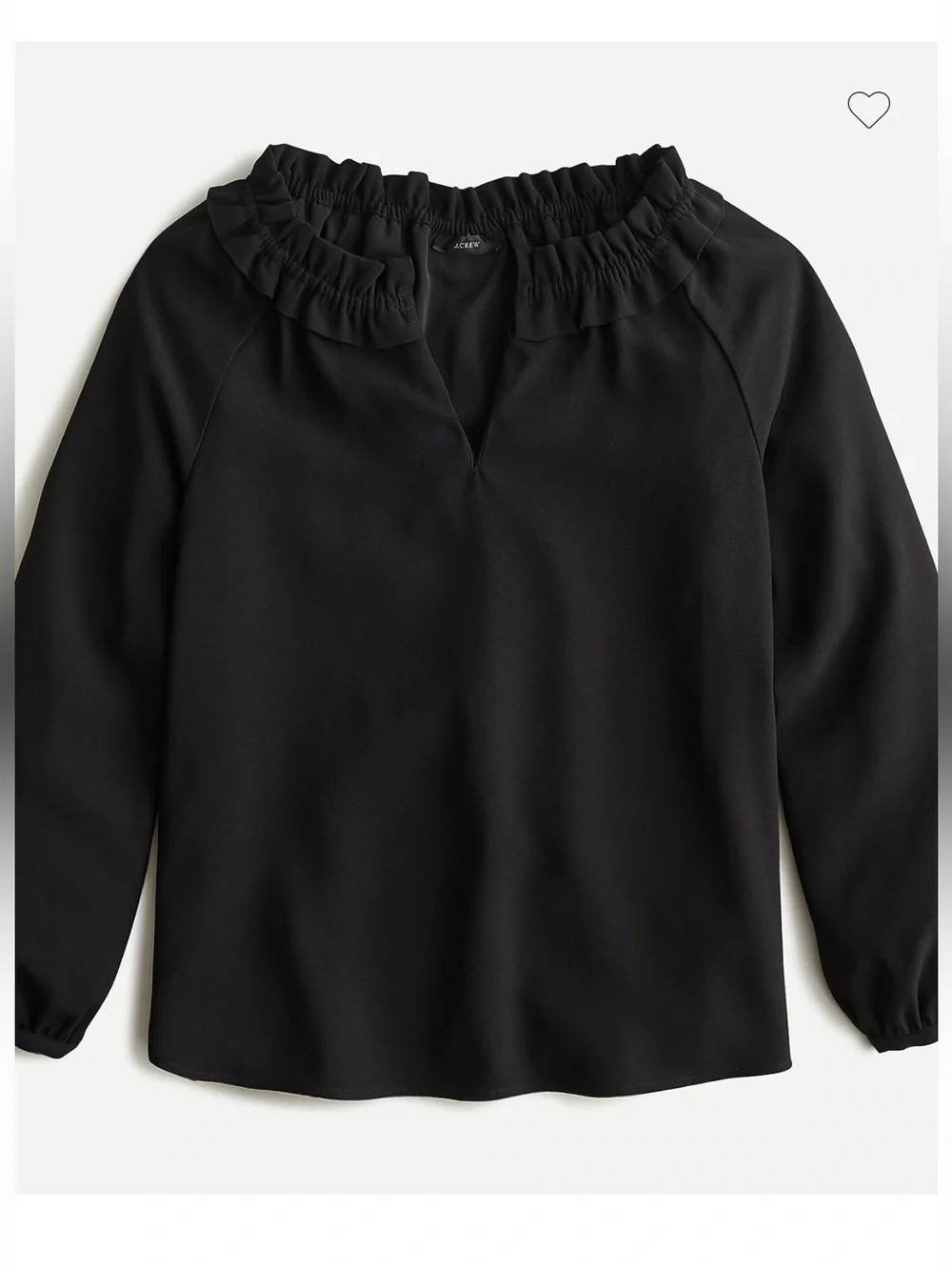 J Crew Black Drapey ruffleneck top in 365 crepe Size M